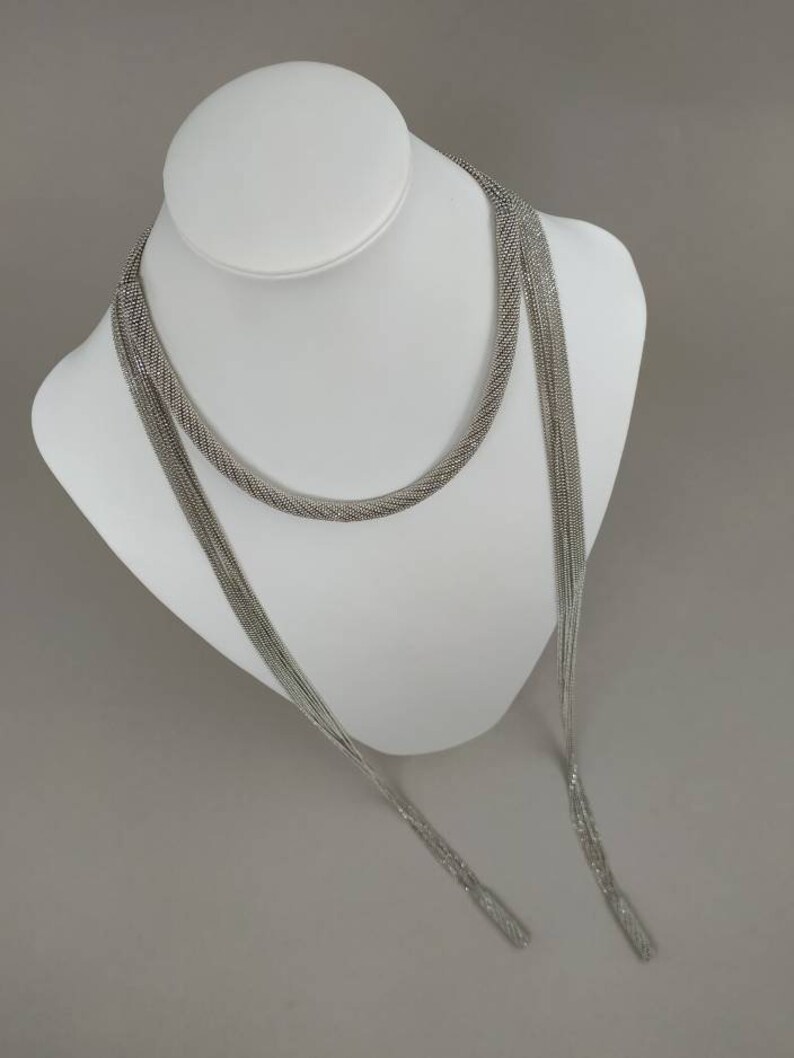 Silver necklace chain. Monili Beaded necklace for her. image 9