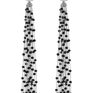 Silver Earrings with Black Crystals image 5
