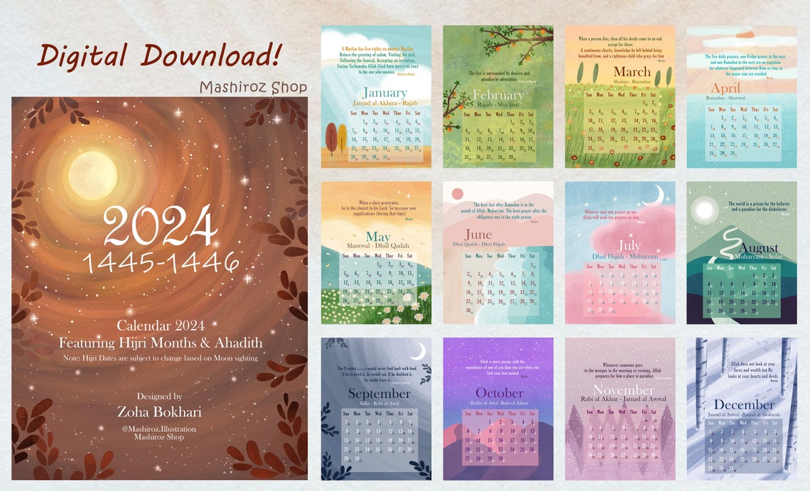 2024 Calendar, Islamic Calendar 2024, Months of Islam, Hijri Calendar