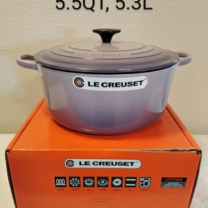 Le Creuset Round Cast Iron Dutch Oven 5.3L ~ 5.5Qt ~ Blue Bell Purple Provence