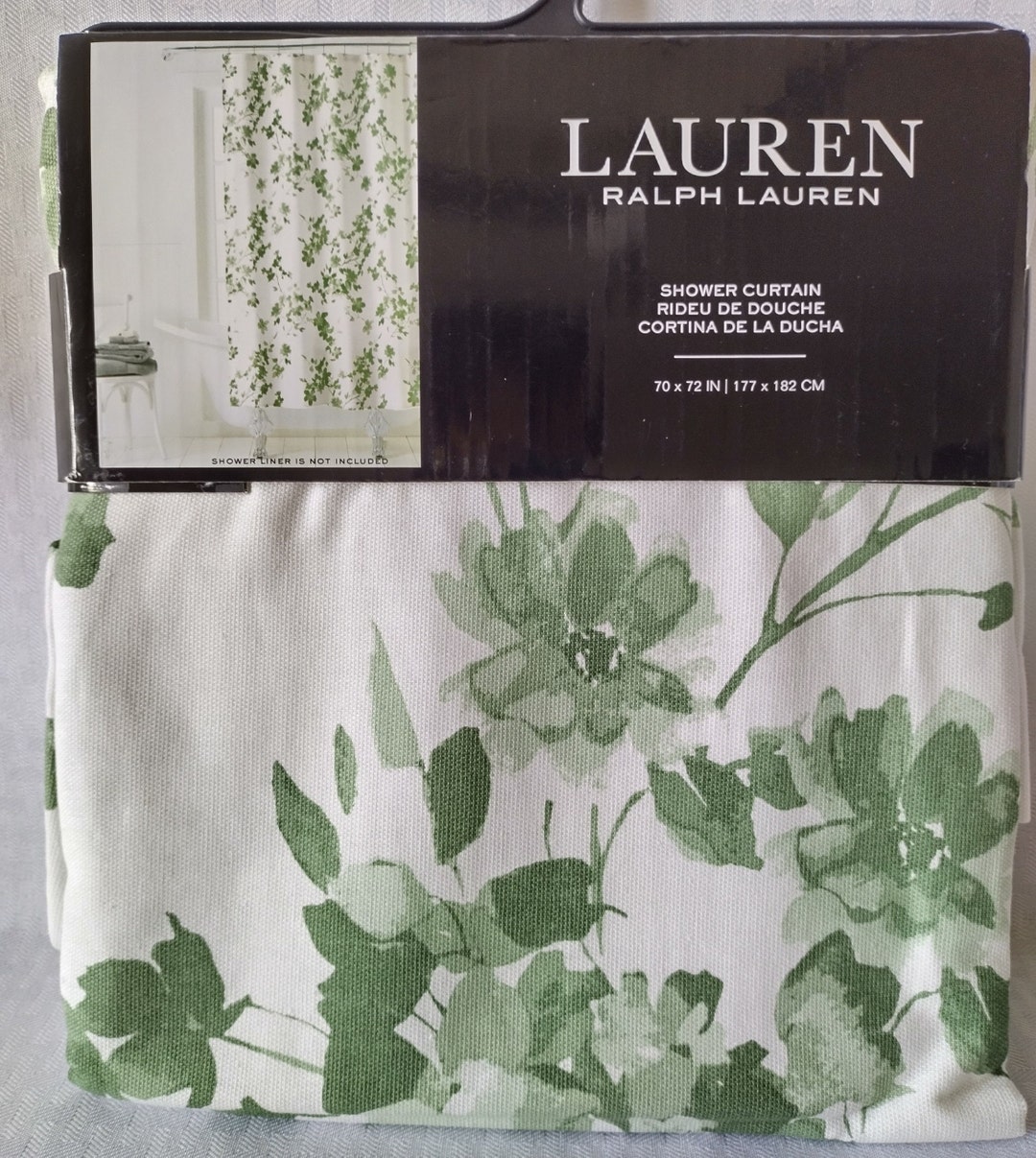 Lauren Ralph Lauren Shower Curtain 100% Cotton Green Floral - Etsy