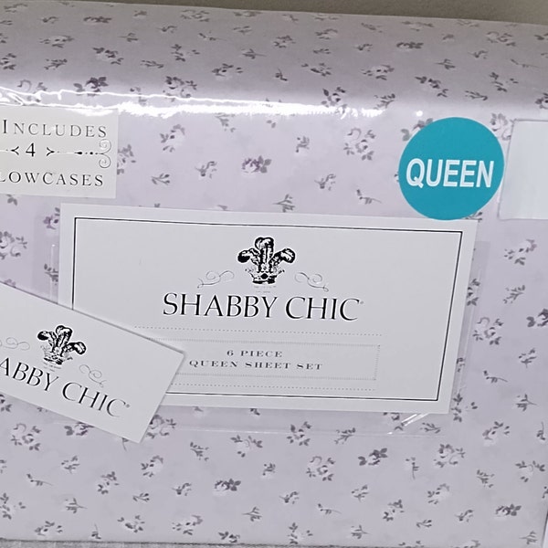 Shabby Chic Rachel Ashwell polyester Queen sheet set 6 pc pastel purple lavender floral