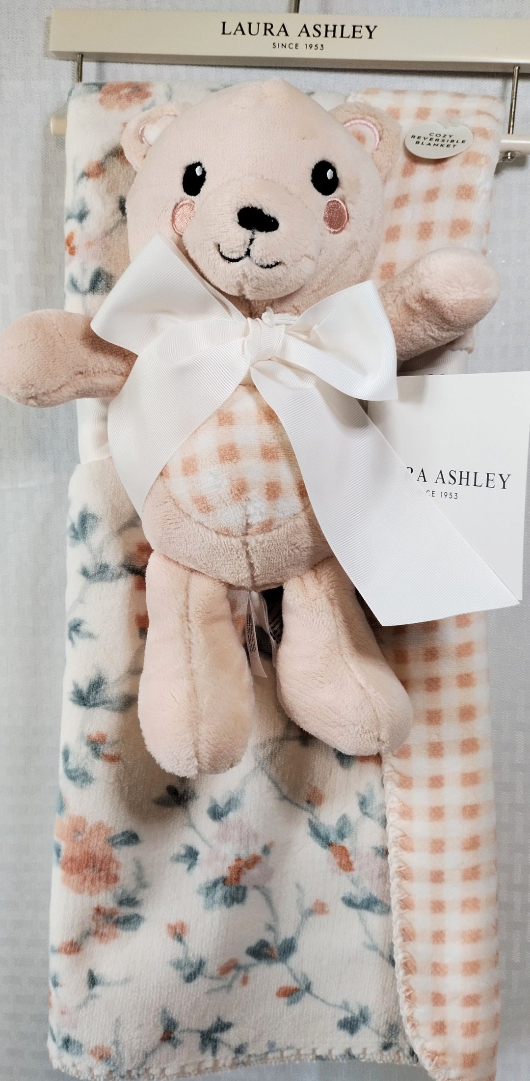 Laura Ashley Priory Pink Baby Blanket Plush Toy Gift Set Teddy Bear Floral Etsy