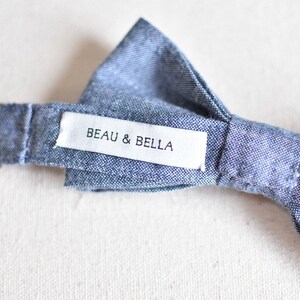 Hand embroidered chambray matching custom personalize name initials monogram father son wedding grooms men ring bearer men baby boy bow tie image 5