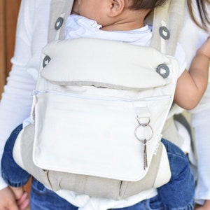 Bolso de mano Ergobaby, monedero de bolsillo para el portabebés Omni 360, teléfono móvil, pañales, elementos esenciales, lino blanco natural