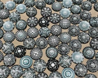 CAB2B3 5 Oval 18mm Cabochons Mosaic Printed half domed glass