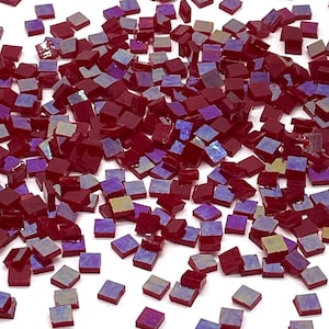 1/4&quot; Iridescent Red Stained Glass Mosaic Tiles