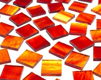 3/4" Transparent Orange Stained Glass Mosaic Tiles
