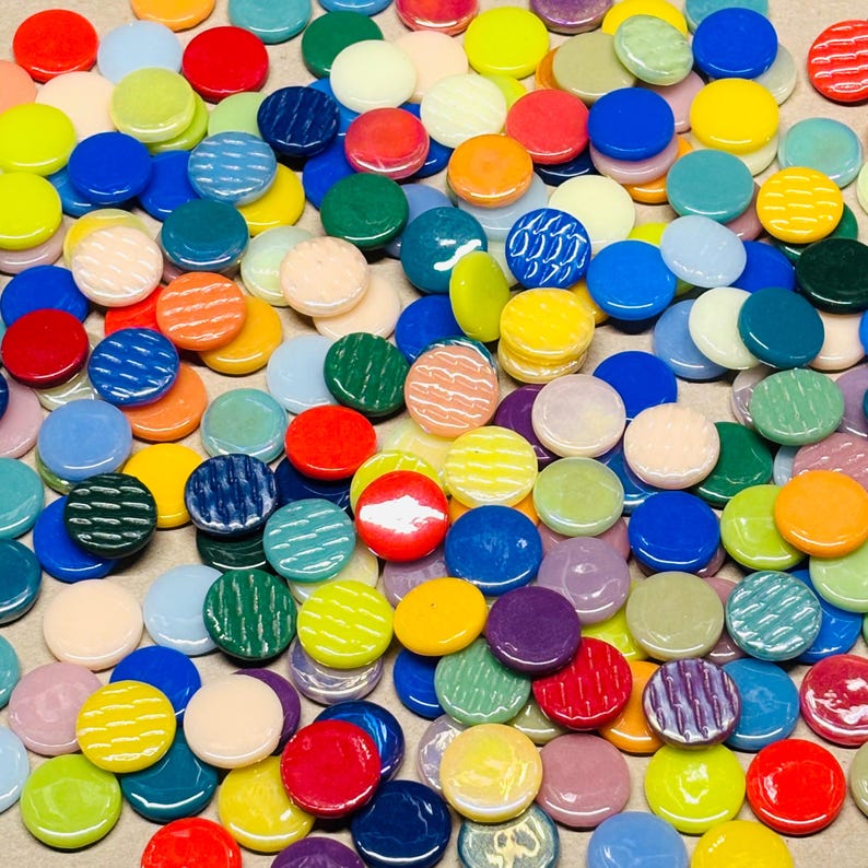 30 Recycled Glass Round Tiles - Etsy