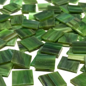 3/4&quot; Opaque Green Stained Glass Mosaic Tiles