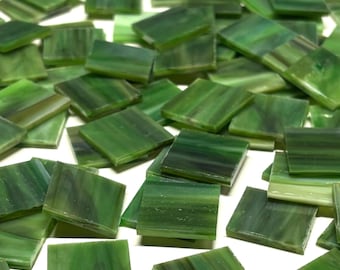 3/4" Opaque Green Stained Glass Mosaic Tiles