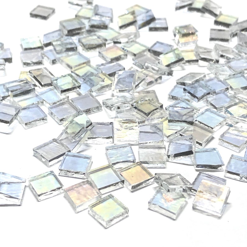 3/8 Clear Iridescent Stained Glass Mosaic Tiles Etsy