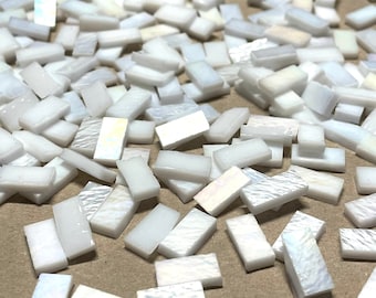 Tiny Iridescent White Stained Glass Mosaic Tile Border Pieces