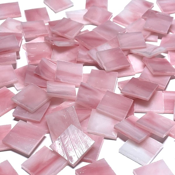 3/4" Opaque Pink Stained Glass Mosaic Tiles