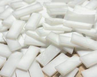 Opaque Milky White Stained Glass Mosaic Tile Border Pieces
