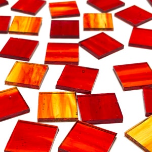 1&quot; Transparent Red Stained Glass Mosaic Tiles