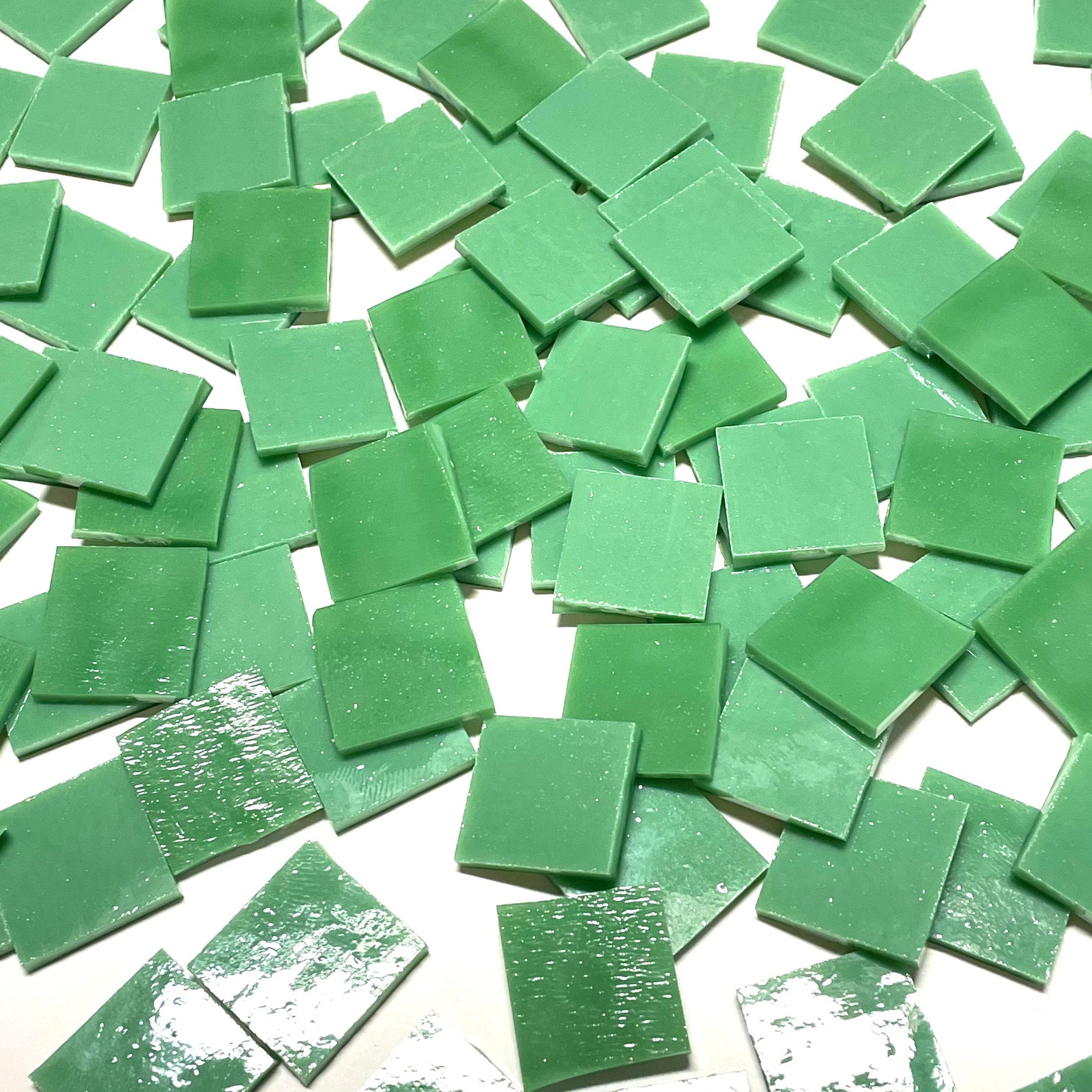 3/4 Green Stained Glass Mosaic Tiles Etsy