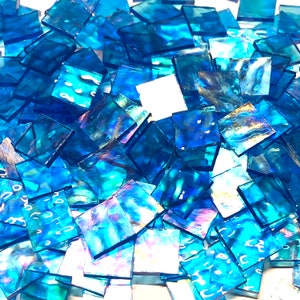 3/4&quot; Iridescent Blue Stained Glass Mosaic Tiles