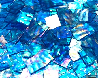 Azulejos de mosaico de vidrio teñido azul iridiscente de 3/4"