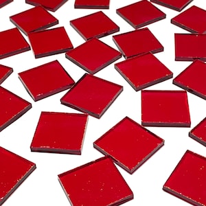 1&quot; Transparent Red Stained Glass Mosaic Tiles