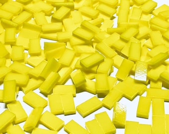 Small Opaque Yellow Stained Glass Mosaic Tile Border Pieces