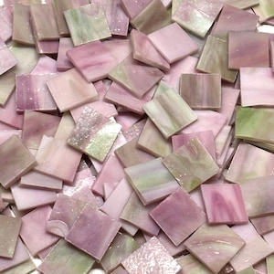 3/4&quot; Opaque Pink Stained Glass Mosaic Tiles