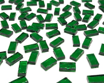 Small Transparent Green Stained Glass Mosaic Tile Border Pieces