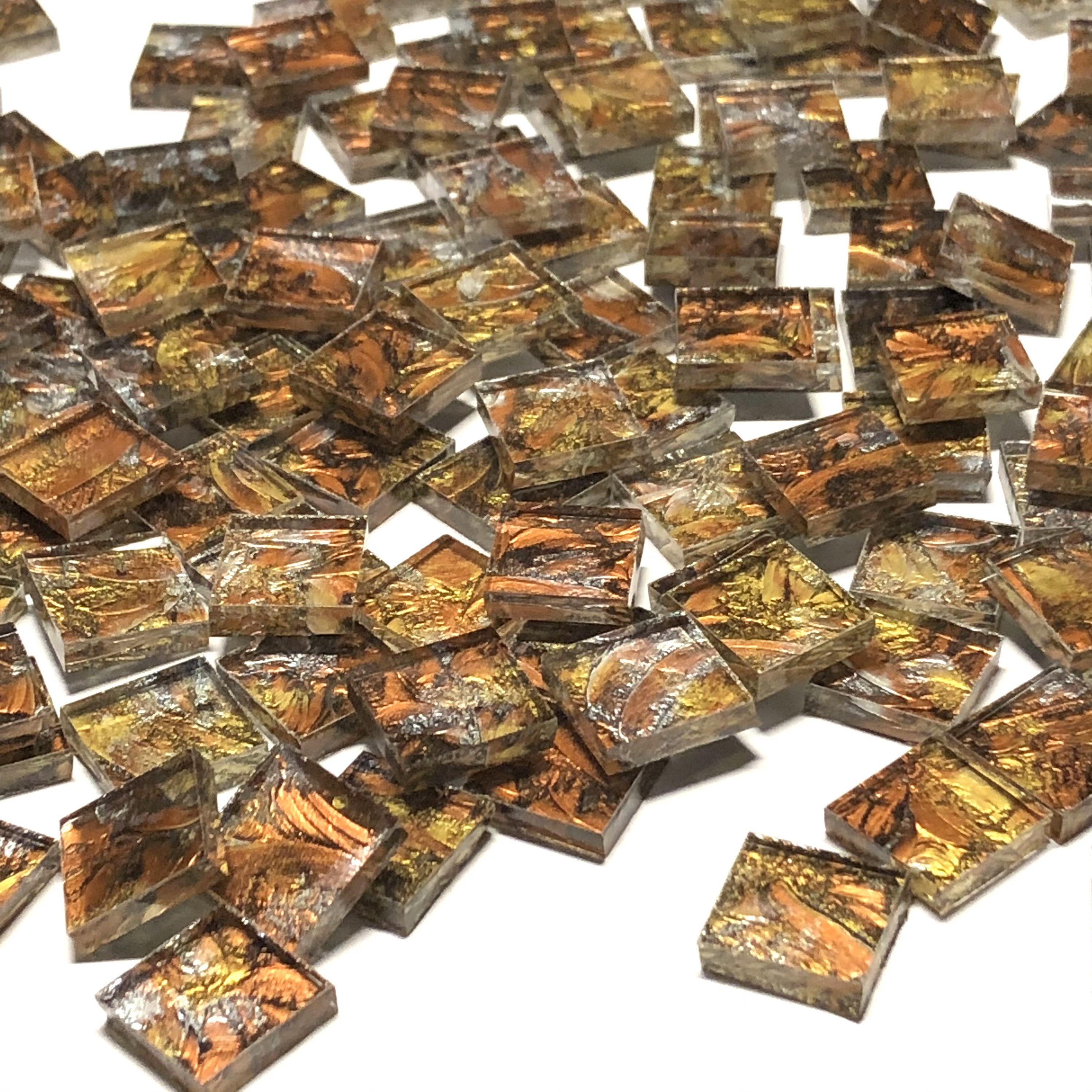 1/2" Silver, Copper and Gold Van Gogh Stained Glass Mosaic Tiles
