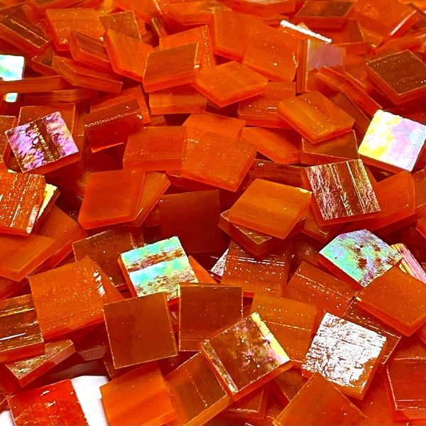 1/2" Iridescent Orange Stained Glass Mosaic Tiles