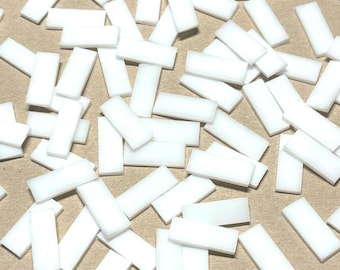 Opaque White Stained Glass Mosaic Tile Border Pieces