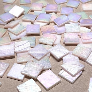 3/4&quot; Iridescent Pink Stained Glass Mosaic Tiles