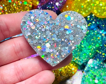 Large Resin Glitter Hearts