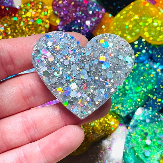 Large Resin Glitter Hearts 