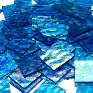 1&quot; Iridescent Blue Stained Glass Mosaic Tiles