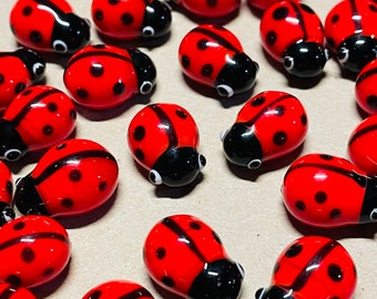 Ladybugs! Millefiori Lampwork Glass Cabochons