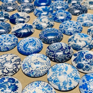 10 cabujones de vidrio redondos