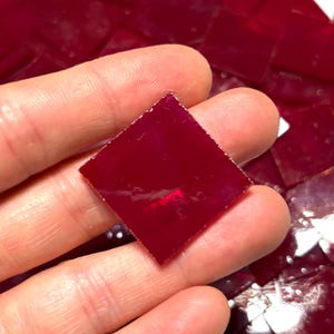 1&quot; Transparent Red Stained Glass Mosaic Tiles