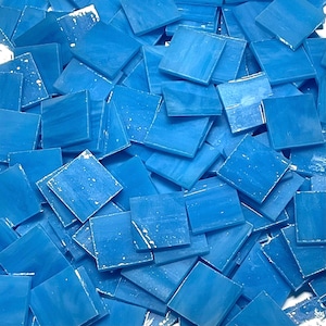 3/4" Opaque Blue Stained Glass Mosaic Tiles