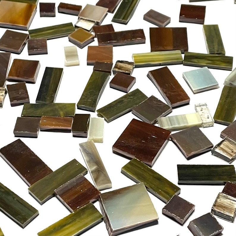 Brown Stained Glass Mosaic Tile Mix Etsy