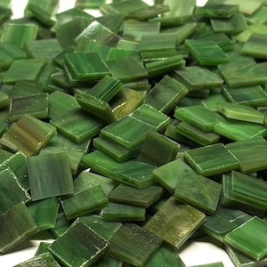 1/2&quot; Opaque Green Stained Glass Mosaic Tiles
