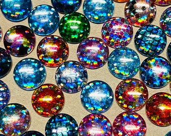 25 Round Glass Cabochons