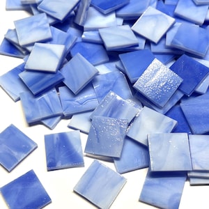 3/4" Opaque Blue Stained Glass Mosaic Tiles