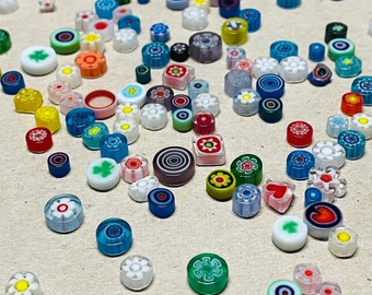 65 Tiny Millefiori Glass Cabochons