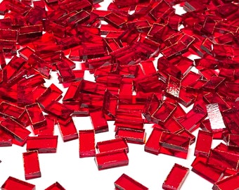 Small Transparent Red Stained Glass Mosaic Tile Border Pieces