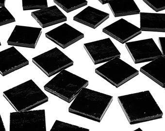 3/4" Opaque Black Stained Glass Mosaic Tiles