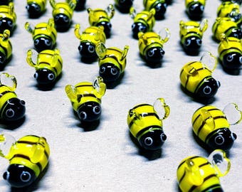 Bees! Millefiori Lampwork Glass Cabochons