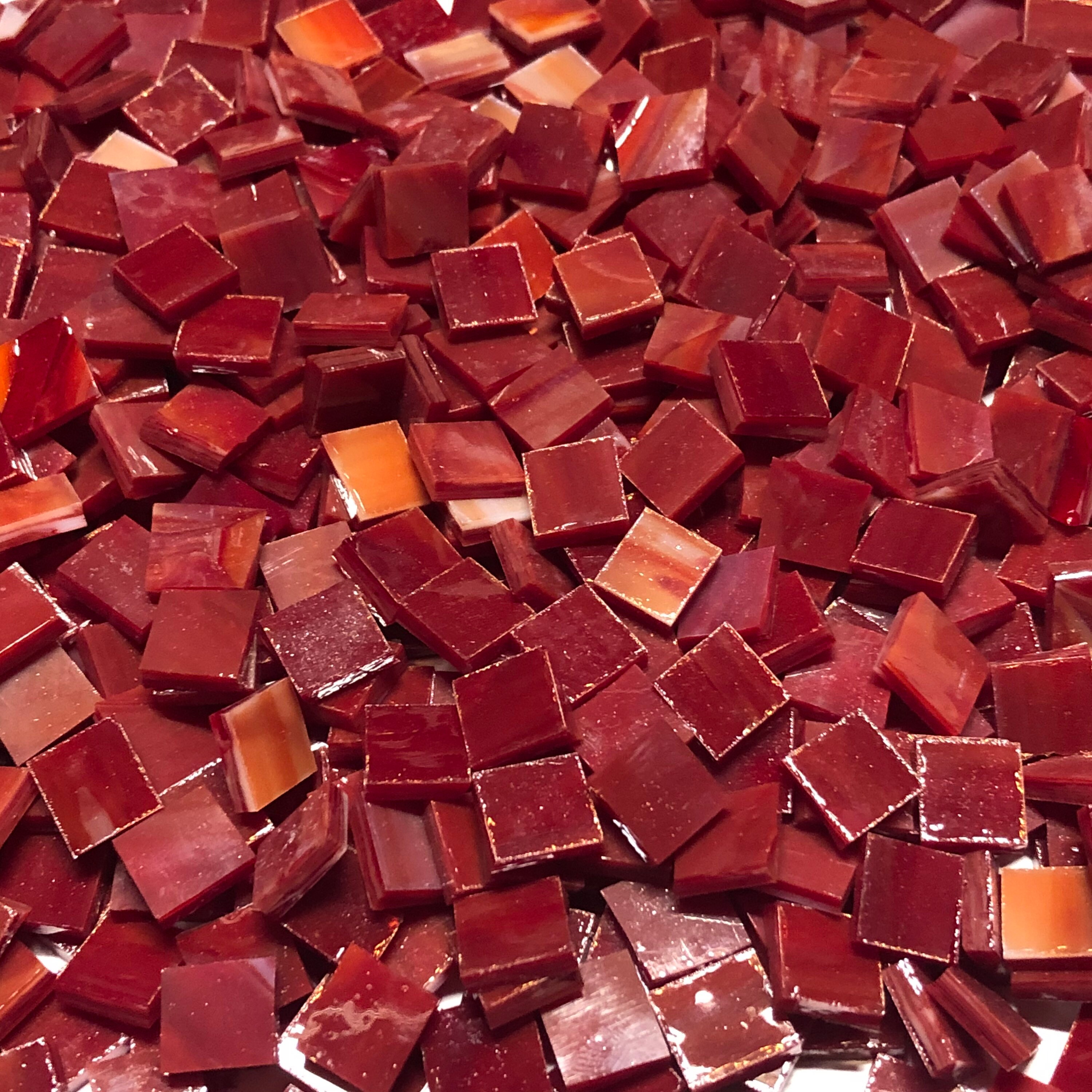 3/8 Red Stained Glass Mosaic Tiles Etsy