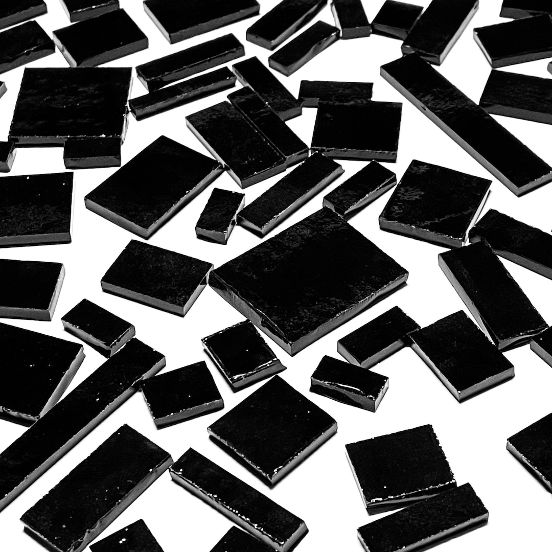 Black Stained Glass Mosaic Tile Mix Etsy