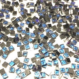 Azulejos de mosaico de vidrio de Van Gogh con destellos de color azul zafiro de 1/4"