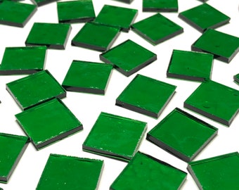 3/4" Transparent Green Stained Glass Mosaic Tiles